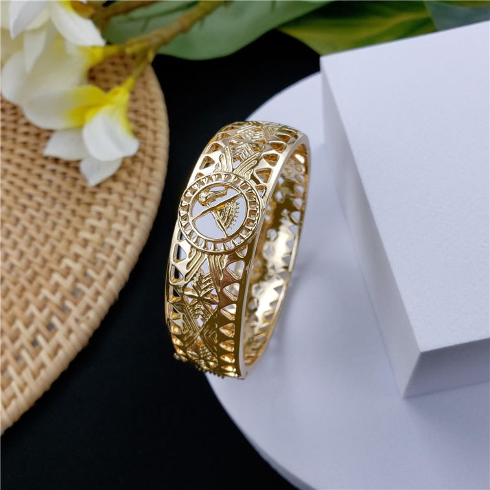 Gold Filled Samoan Bangle, necklace, & earring